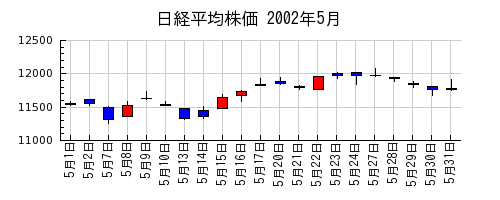 日経平均株価の2002年5月のチャート