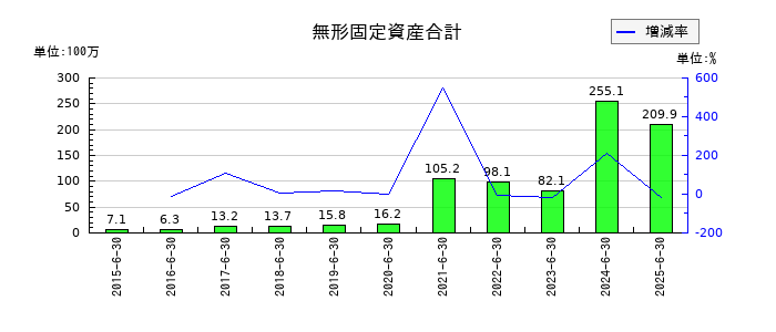 Lib Work(リブワーク)の無形固定資産合計の推移