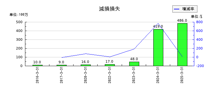 住石ホールディングスの減損損失の推移