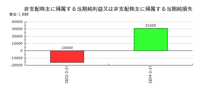 三井松島ホールディングスの非支配株主に帰属する当期純利益又は非支配株主に帰属する当期純損失の推移