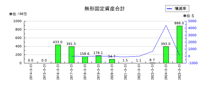創建エースの無形固定資産合計の推移