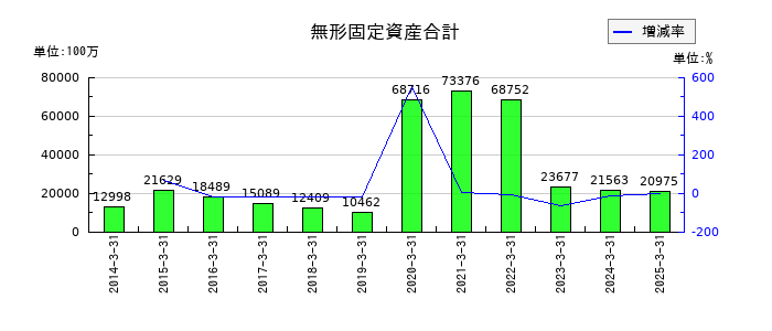 日清製粉グループ本社の無形固定資産合計の推移