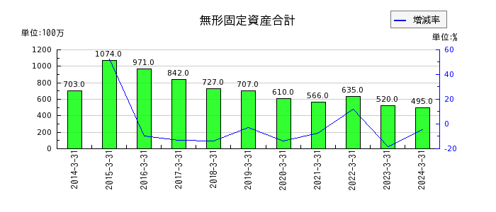 日東富士製粉の無形固定資産合計の推移