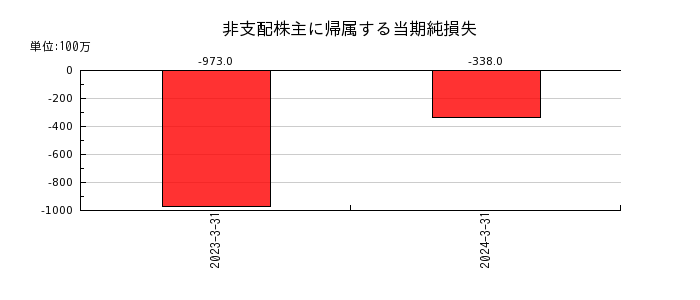 ＤＭ三井製糖ホールディングスの非支配株主に帰属する当期純損失の推移