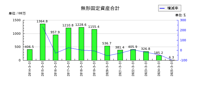 クルーズの無形固定資産合計の推移