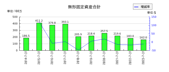 日本駐車場開発の無形固定資産合計の推移
