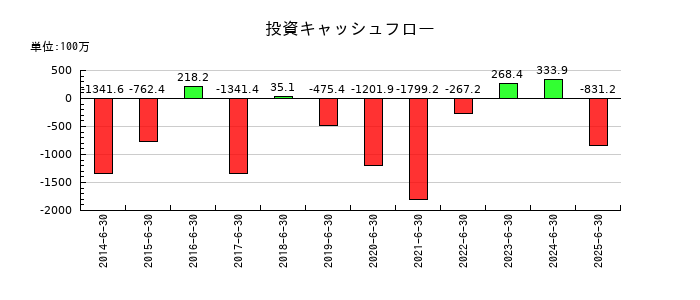 ウェルネットの投資キャッシュフロー推移