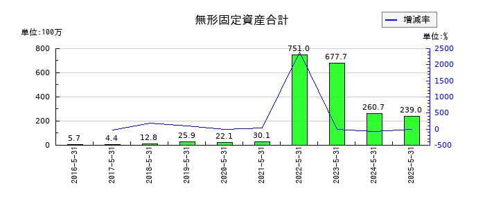 Ｓｈｉｎｗａ　Ｗｉｓｅ　Ｈｏｌｄｉｎｇｓの無形固定資産合計の推移