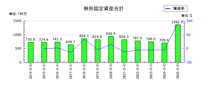 タカミヤの無形固定資産合計の推移