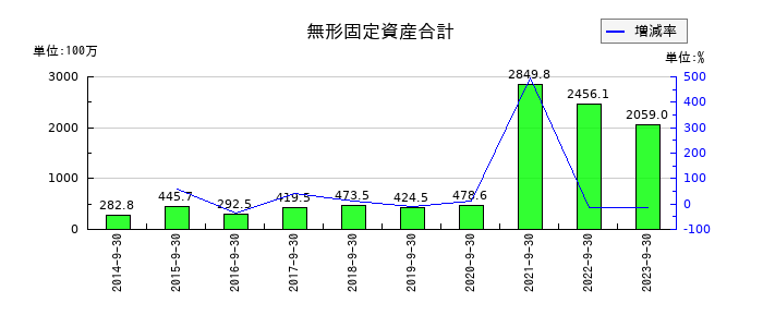 ジャパンベストレスキューシステムの無形固定資産合計の推移