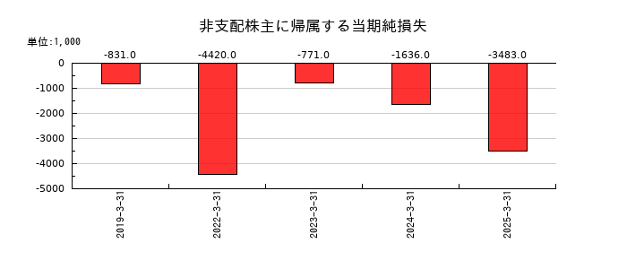 システム・ロケーションの非支配株主に帰属する当期純損失の推移