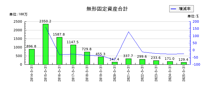 高千穂交易の無形固定資産合計の推移