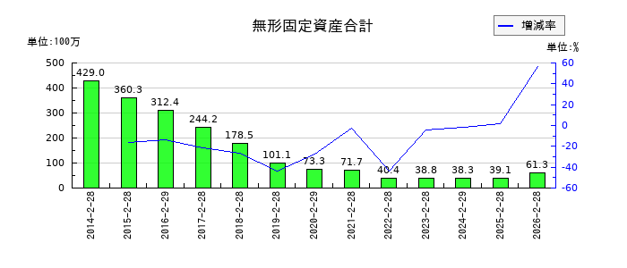 シー・ヴイ・エス・ベイエリアの無形固定資産合計の推移