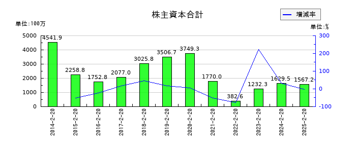 パレモ・ホールディングスの株主資本合計の推移