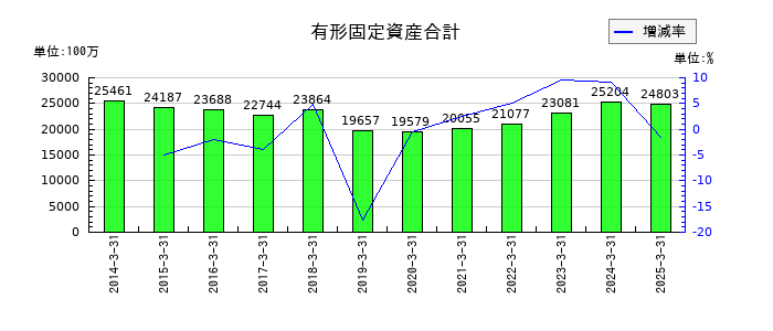 アリアケジャパンの有形固定資産合計の推移