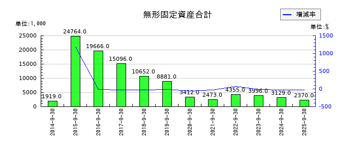 篠崎屋の無形固定資産合計の推移