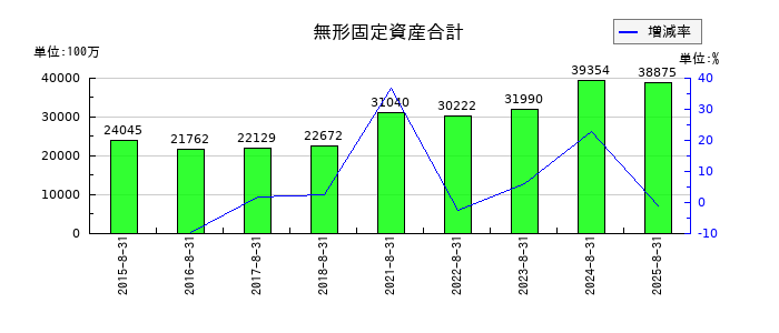 ビックカメラの無形固定資産合計の推移