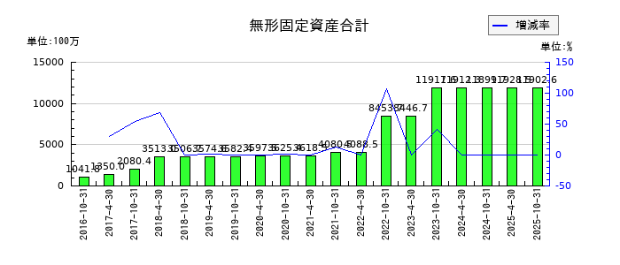 星野リゾート・リート投資法人 投資証券の無形固定資産合計の推移