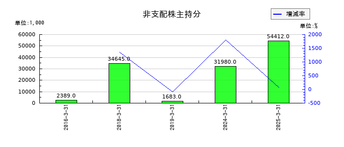 スターティアホールディングスの非支配株主持分の推移