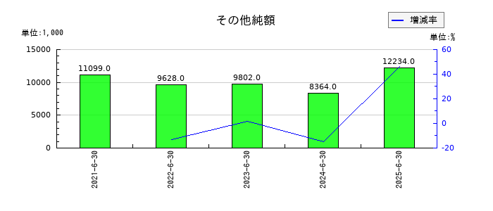 ジェイテックコーポレーション（JTEC）のその他純額の推移