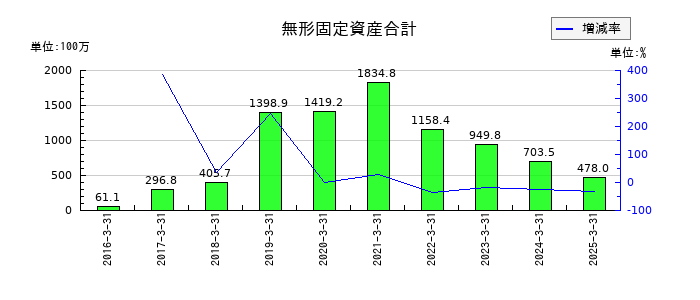 ケイアイスター不動産の無形固定資産合計の推移