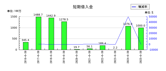 デュアルタプの短期借入金の推移
