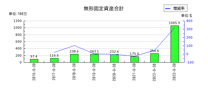 リネットジャパングループの無形固定資産合計の推移