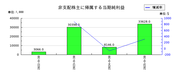リネットジャパングループの非支配株主に帰属する当期純利益の推移