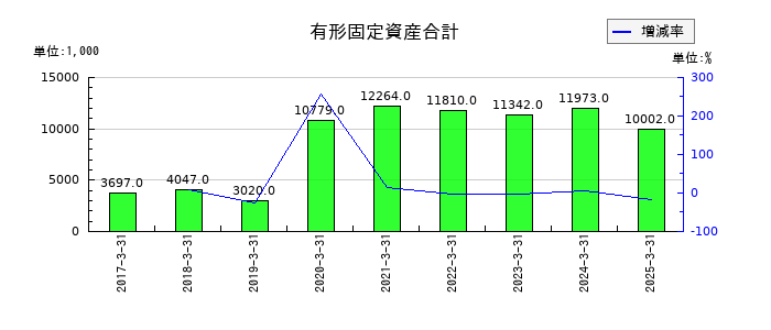 ピーバンドットコムの有形固定資産合計の推移
