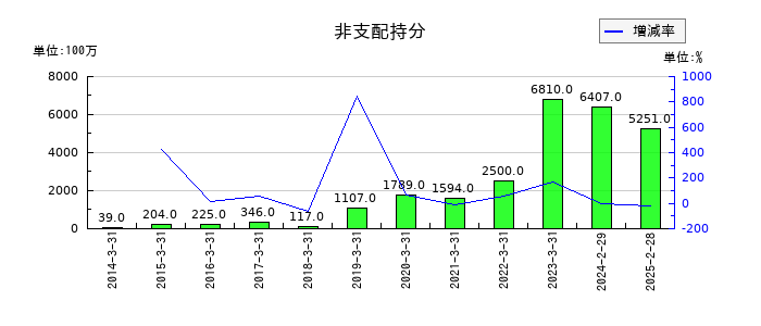 ワールドの非支配持分の推移
