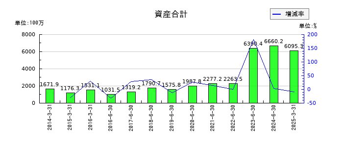 データホライゾンの資産合計の推移