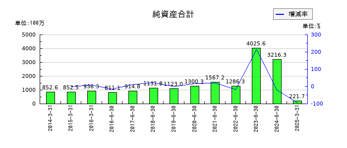 データホライゾンの純資産合計の推移