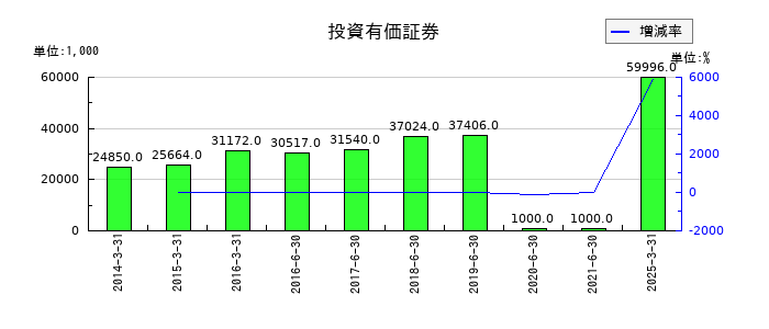 データホライゾンの投資有価証券の推移