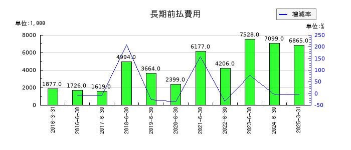 データホライゾンの長期前払費用の推移
