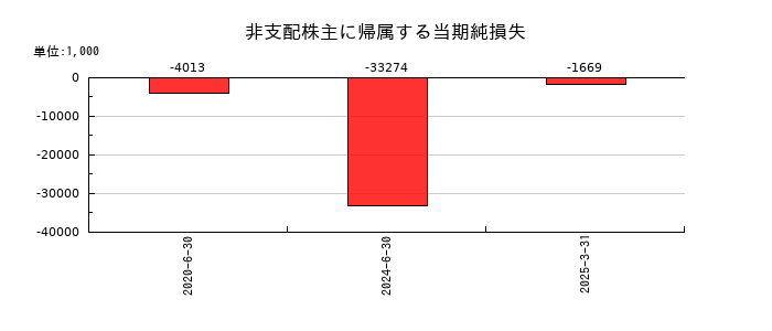データホライゾンの非支配株主に帰属する当期純損失の推移