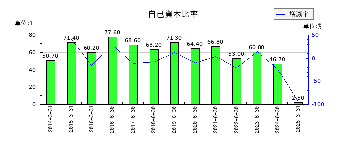 データホライゾンの自己資本比率の推移