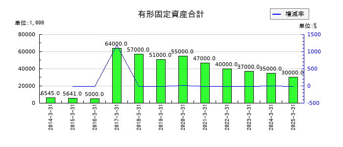 パピレスの有形固定資産合計の推移