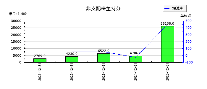 ファインデックスの非支配株主持分の推移