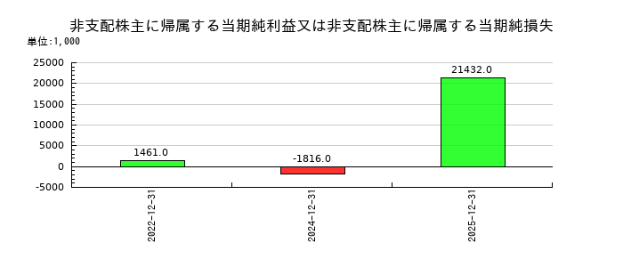 ファインデックスの非支配株主に帰属する当期純利益又は非支配株主に帰属する当期純損失の推移