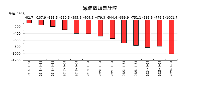 ポールトゥウィンホールディングスの減価償却累計額の推移