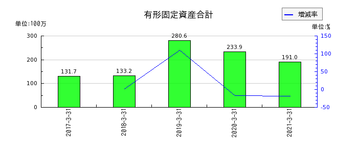 イーブックイニシアティブジャパンの有形固定資産合計の推移