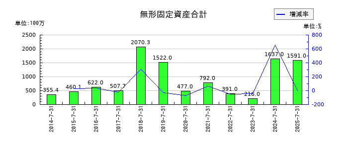 エイチームホールディングスの無形固定資産合計の推移