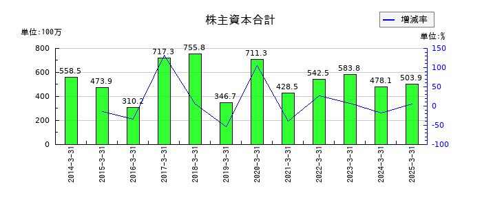 フライトソリューションズの株主資本合計の推移