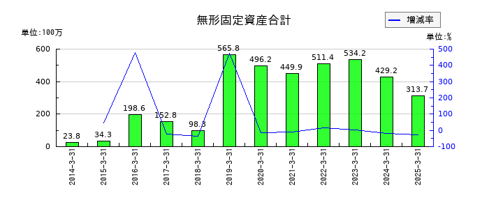 アドソル日進の無形固定資産合計の推移