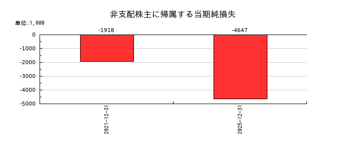 マークラインズの非支配株主に帰属する当期純損失の推移