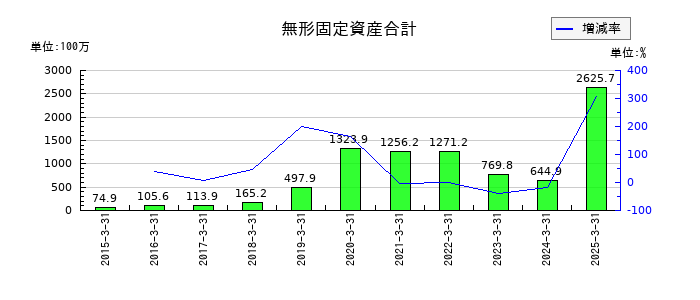 データセクションの無形固定資産合計の推移