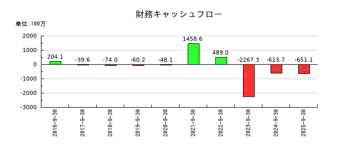 カナミックネットワークの財務キャッシュフロー推移
