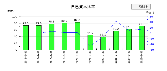 カナミックネットワークの自己資本比率の推移