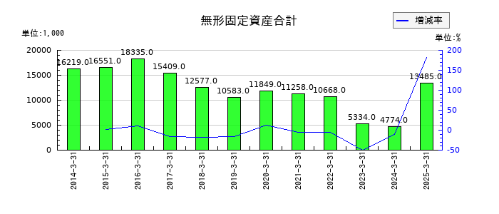 大村紙業の無形固定資産合計の推移