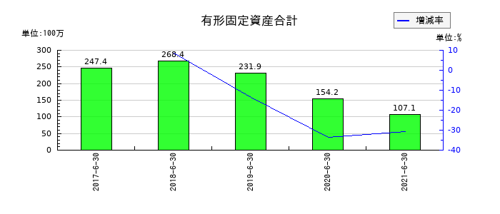 バリューデザインの有形固定資産合計の推移